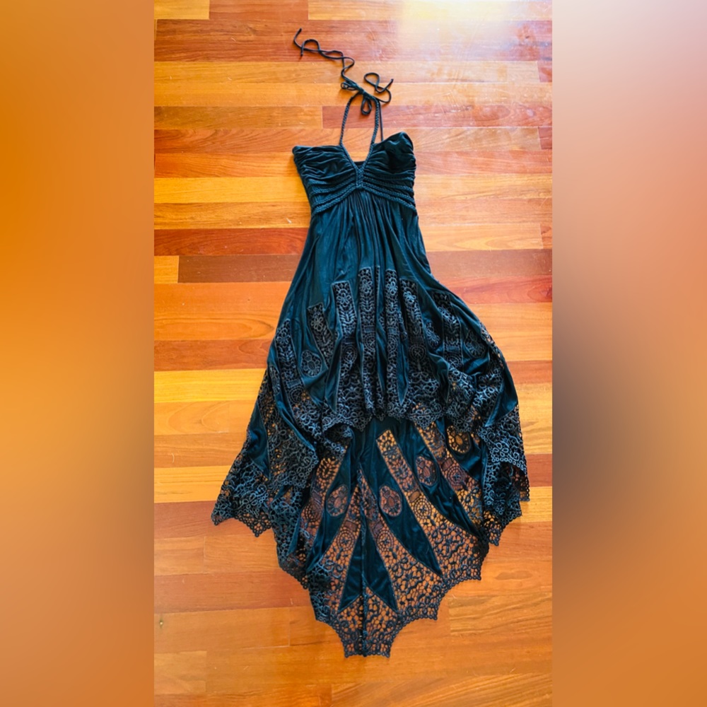 Black SKY lace halter dress